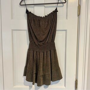 New With Tags Ramy Brook Marina Strapless Mini Dress in Bronze - size small